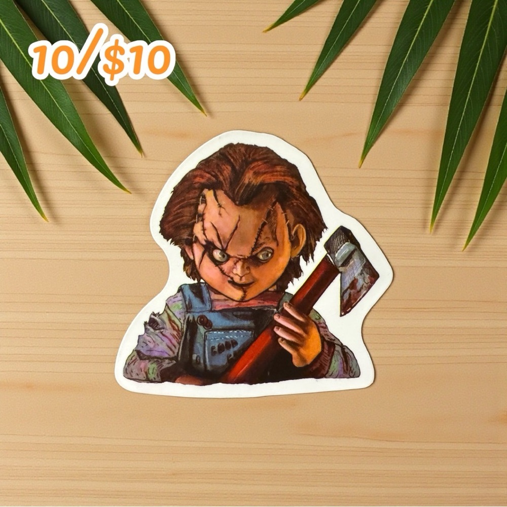 CHUCKY Axe Sticker – Child’s Play Horror Glossy | 2.25” | Slasher Sticker